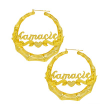 Shangjie OEM Custom name alloy bamboo earrings custom name hoop earring dropshipping earings